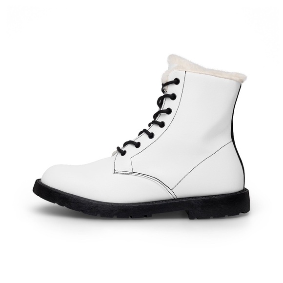 Women's Fur-Lined Leather Boots — Warm Winter Lace-Up Combat Boots - Picture 2 of 4